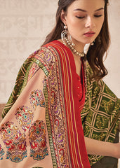 Elegant Green Cotton-Silk Foil Print Saree