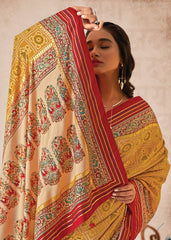 Yellow Cotton-Silk Foil Print Saree