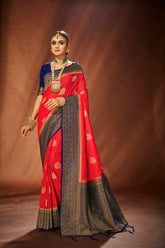 Elegant Red Art Silk Banarasi Saree