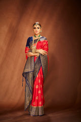 Elegant Red Art Silk Banarasi Saree