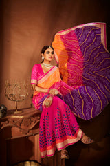 Elegant Pink Georgette Embroidery Saree