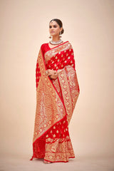 Elegant Red Art Silk Banarasi Saree