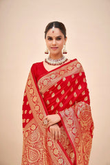 Elegant Red Art Silk Banarasi Saree