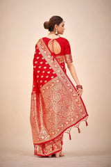 Elegant Red Art Silk Banarasi Saree