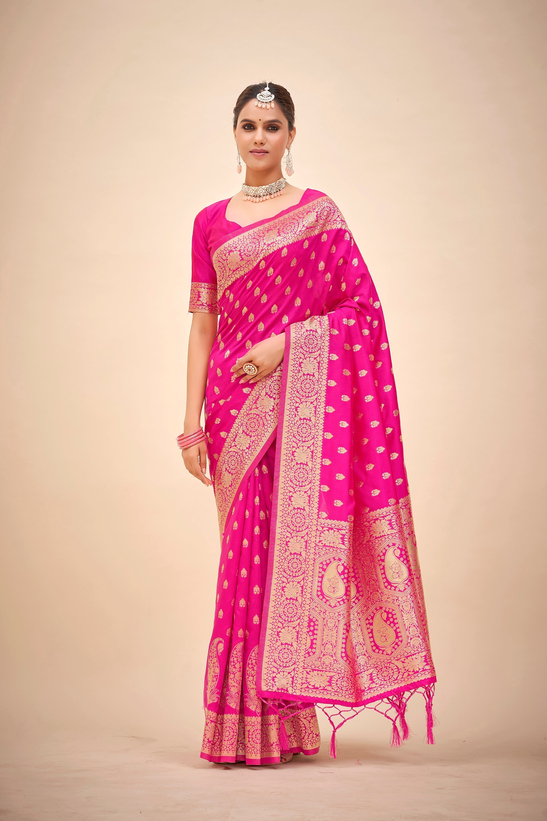 Elegant Pink Art Silk Banarasi Saree