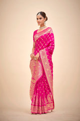 Elegant Pink Art Silk Banarasi Saree