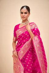 Elegant Pink Art Silk Banarasi Saree