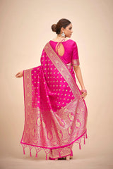 Elegant Pink Art Silk Banarasi Saree