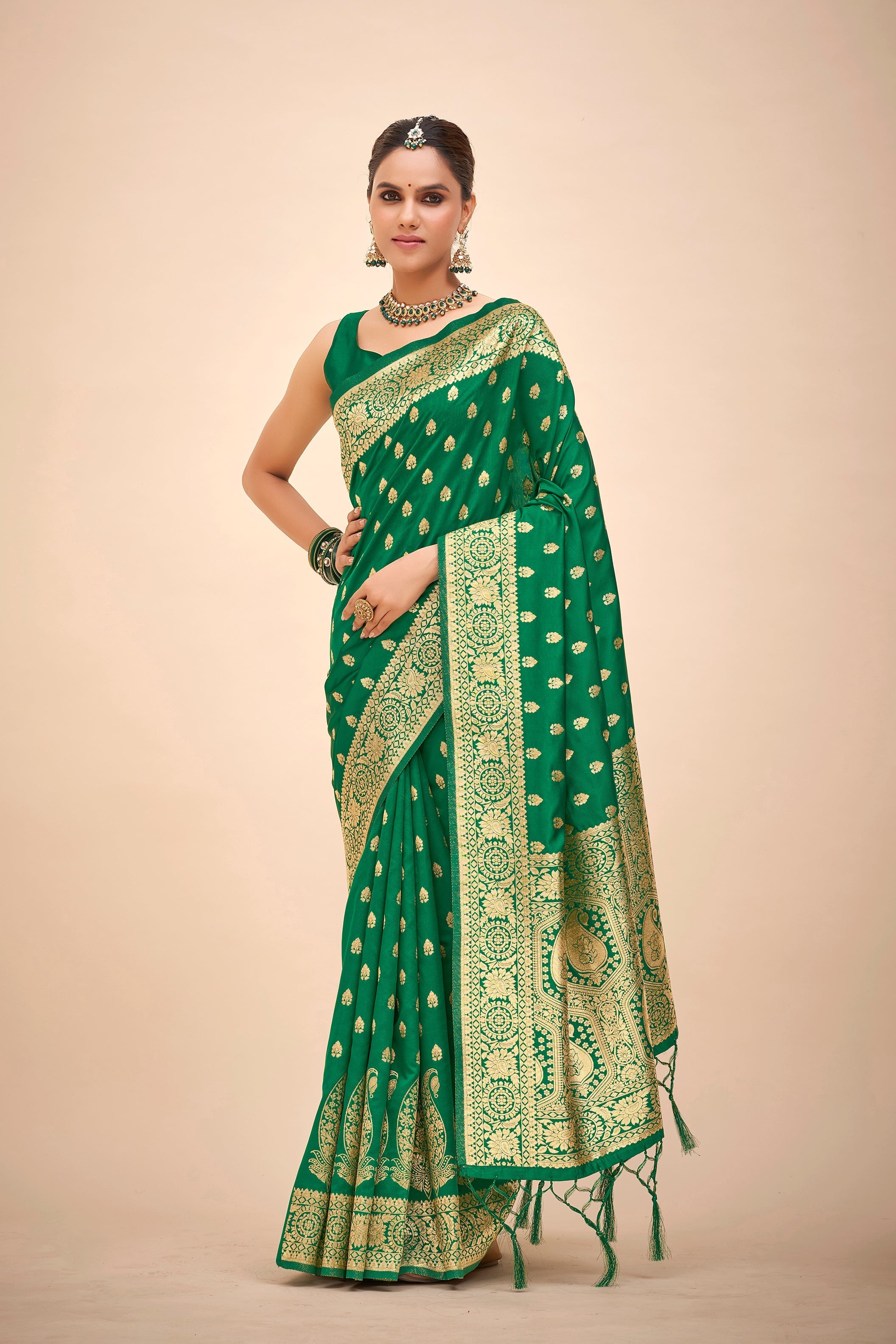 Teal Art Silk Banarasi Saree
