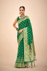 Teal Art Silk Banarasi Saree