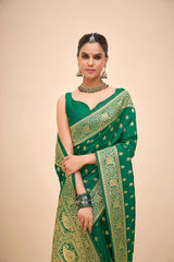Teal Art Silk Banarasi Saree