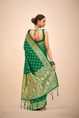 Teal Art Silk Banarasi Saree