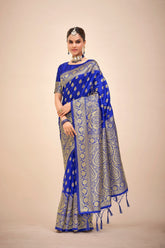 Elegant Blue Art Silk Banarasi Saree