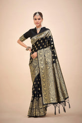 Elegant Black Art Silk Banarasi Saree