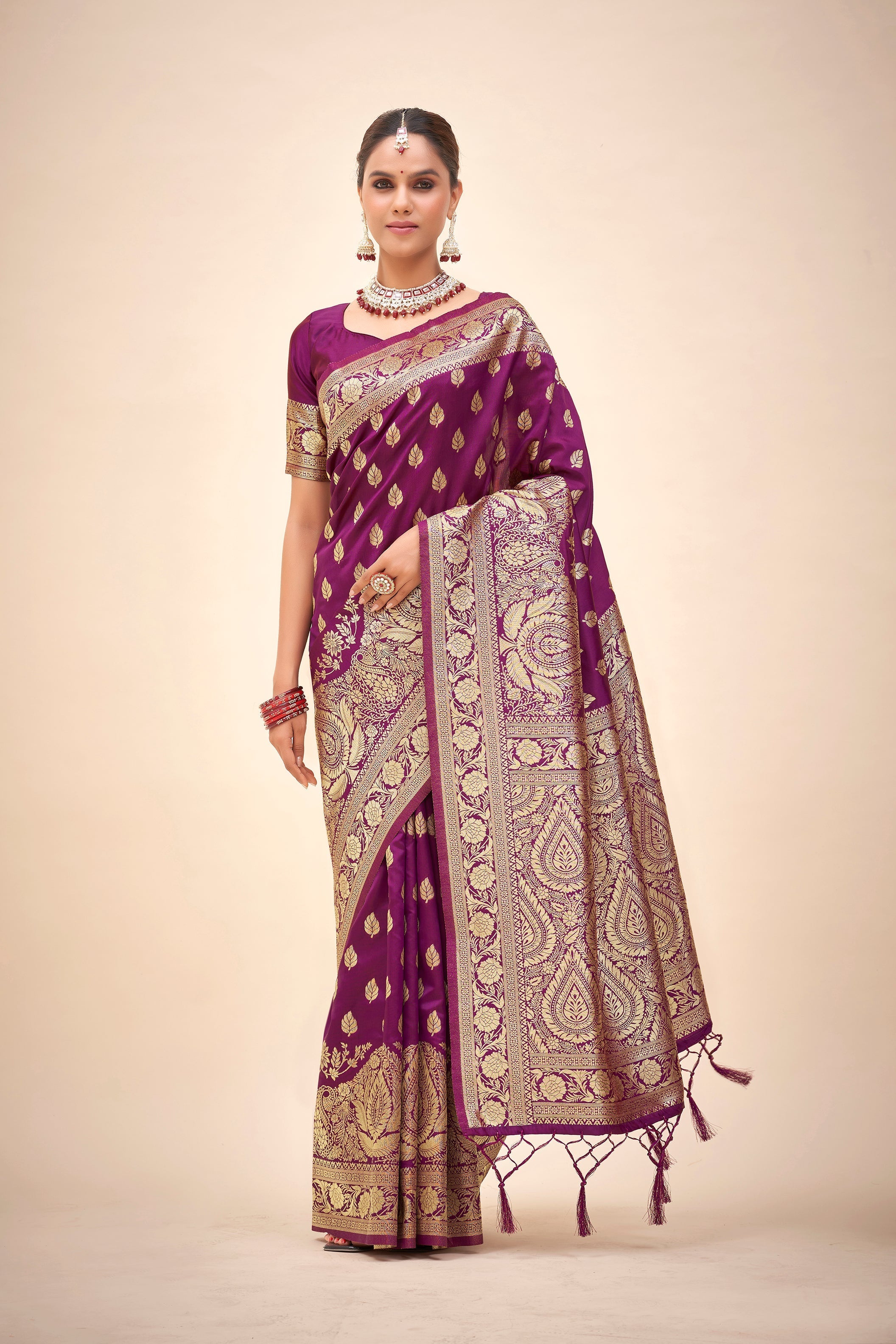 Elegant Purple Art Silk Banarasi Saree
