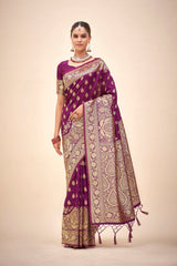 Elegant Purple Art Silk Banarasi Saree