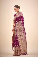 Elegant Purple Art Silk Banarasi Saree