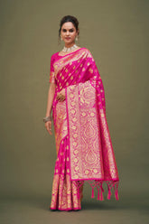 Elegant Pink Art Silk Banarasi Saree