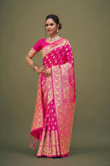 Elegant Pink Art Silk Banarasi Saree