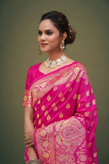 Elegant Pink Art Silk Banarasi Saree