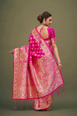 Elegant Pink Art Silk Banarasi Saree