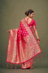 Elegant Pink Art Silk Banarasi Saree