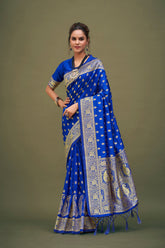 Elegant Blue Art Silk Banarasi Saree