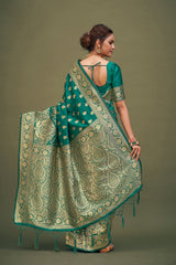Teal Art Silk Banarasi Saree