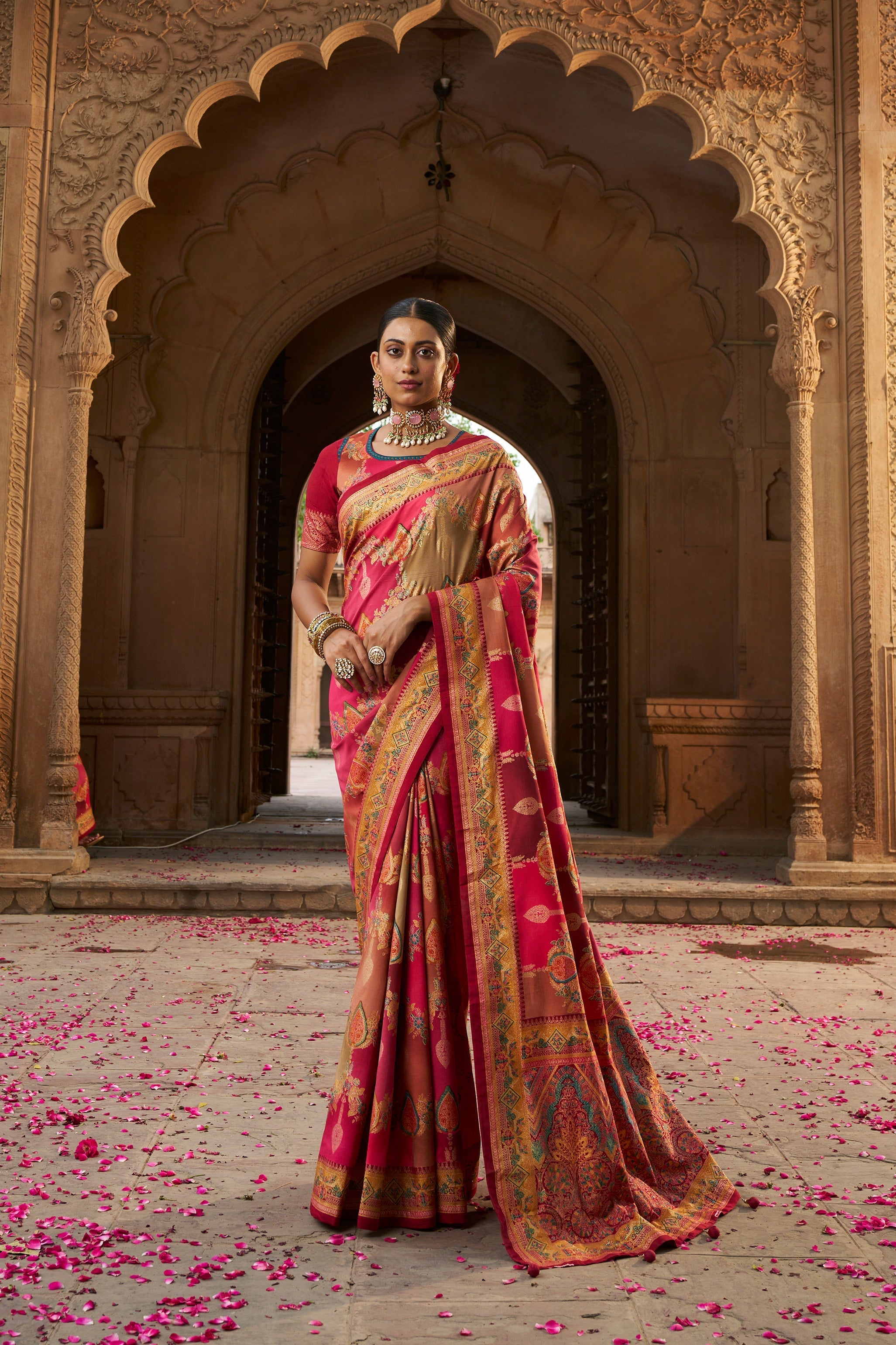 Elegant Red Cotton-Silk Woven Saree