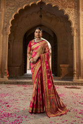 Elegant Red Cotton-Silk Woven Saree