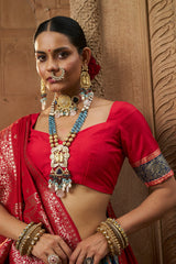 Teal Cotton-Silk Woven Saree