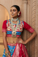 Aqua Blue Cotton-Silk Saree