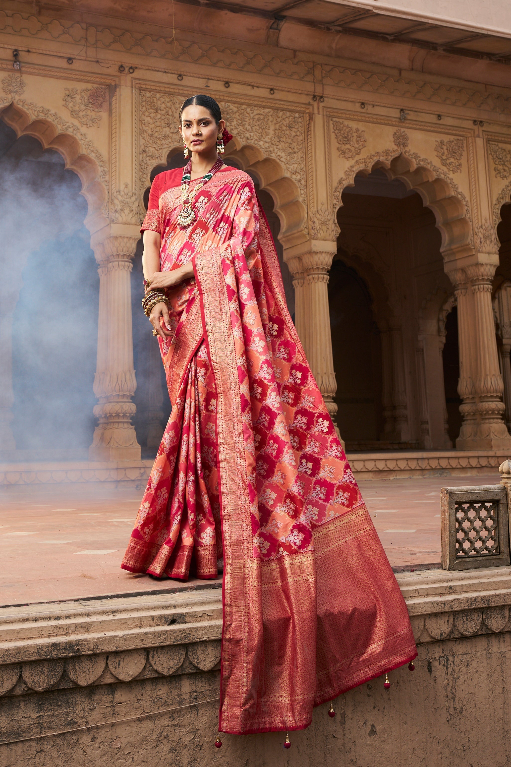 Elegant Pink Cotton-Silk Woven Saree