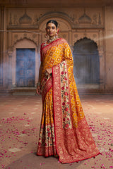 Elegant Orange Cotton-Silk Saree