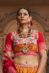 Elegant Orange Cotton-Silk Saree