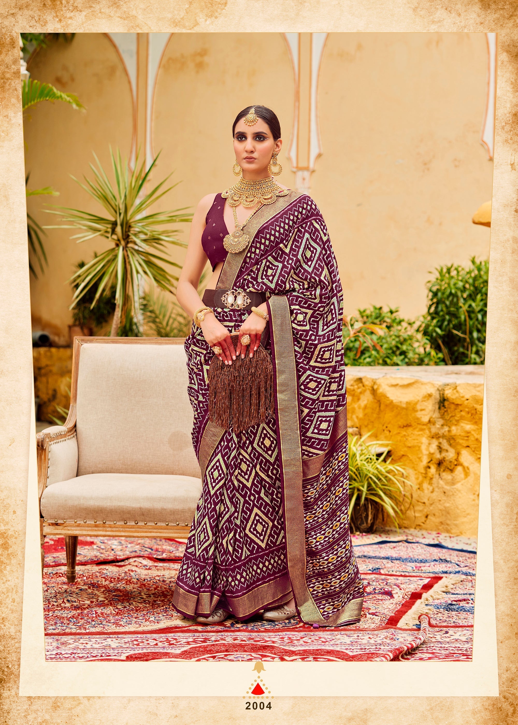 Elegant Purple Cotton-Silk Chevron Saree