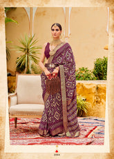Elegant Purple Cotton-Silk Chevron Saree
