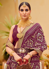Elegant Purple Cotton-Silk Chevron Saree
