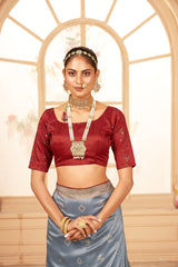 Shop Elegant Grey Cotton Silk Bandhani Print Saree