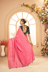 Shop Elegant Rose Pink Cotton Silk Bandhani Print Saree