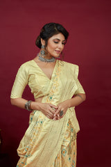 Shop Elegant Lime Cotton Silk Chickankari Embroidery Cut Work Saree