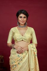 Shop Elegant Lime Cotton Silk Chickankari Embroidery Cut Work Saree