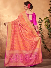 Shop Elegant Peach Patola Silk Woven Saree