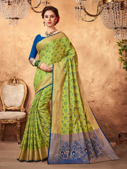 Shop Elegant Green Patola Silk Woven Saree