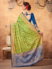 Shop Elegant Green Patola Silk Woven Saree