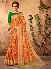 Shop Elegant Orange Patola Silk Woven Saree
