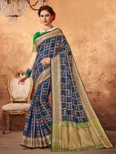 Shop Elegant Blue Patola Silk Woven Saree
