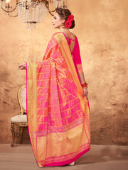 Peach Patola Silk Woven Saree
