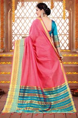 Shop Elegant Pink Cotton Silk Woven Saree
