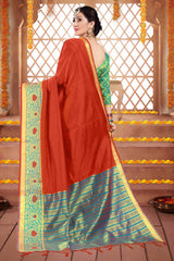 Shop Elegant Rust Cotton Silk Woven Saree